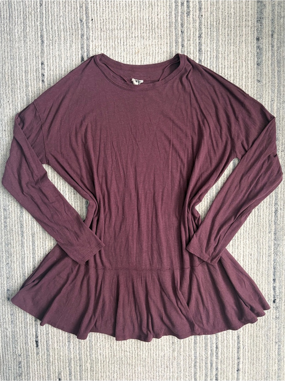 We The Free Long-Sleeve Peplum Dress in Deep Plum Size L
